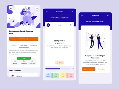 Learning app-part 1 app application brand clean creative e learning education flash card home page learn learning learning app minimal mobile product project quiz school ui ux