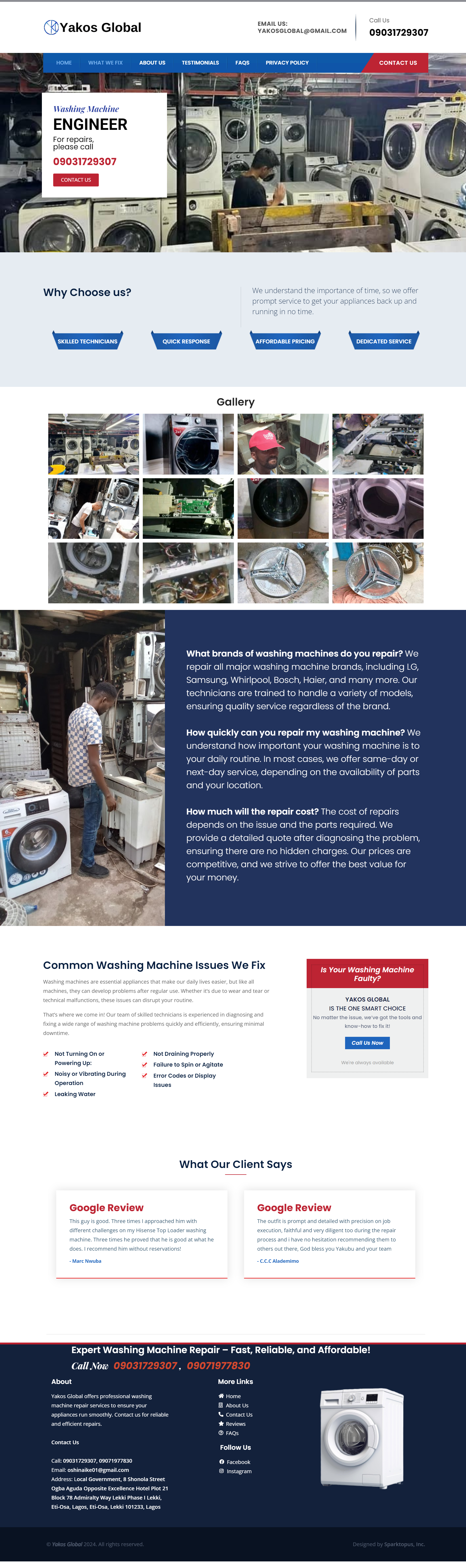 Yakos Global (Washing Machine Repairs) - Website Development design logo ui web design web development website development