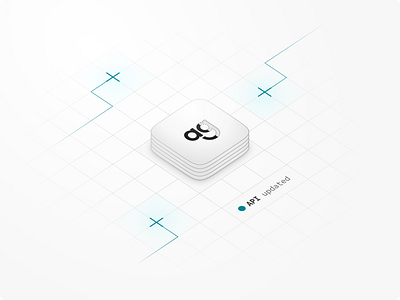 Product update api clip path connection database figma glow gradient green grid isometric status teal tilted visual