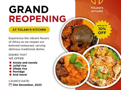 Tolani's Kitchen (Restaurant) - Flyer Design branding design graphic design
