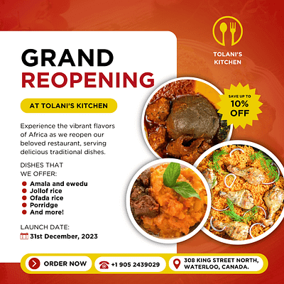 Tolani's Kitchen (Restaurant) - Flyer Design branding design graphic design
