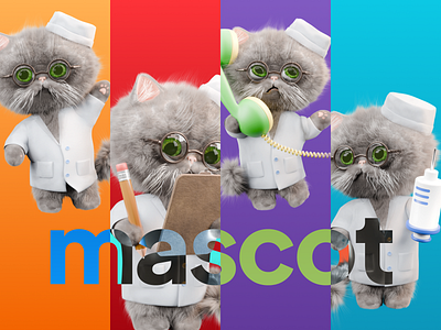 Mascot of the family clinic 3d b3d blender branding cat character design funny illustration mascot render