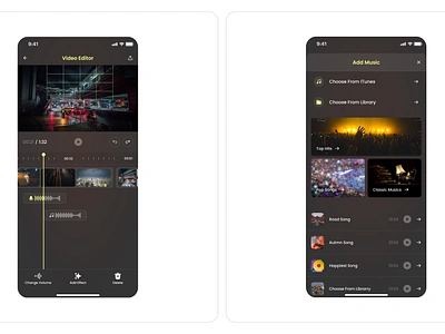 Video Maker | App app dark edit editing mobile design music product design sound ui ux