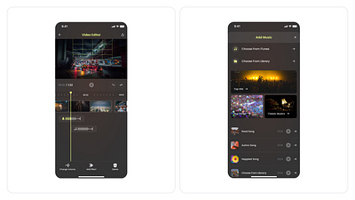 Video Maker | App app dark edit editing mobile design music product design sound ui ux