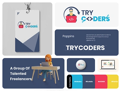 Try Coders: Branding for Tech Innovators bold colors brand guidelines branding business identity cohesive branding corporate identity creative design digital transformation dynamic branding innovative solutions it solutions logo creation minimalistic design modern logo startup branding stationery design tech branding tech industry user focused design vibrant identity