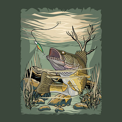 Walleye Fishing Illustration Designed By Donan Antler Tackle fishingillustration fishinglogo walleye walleyefishing walleyeillustration