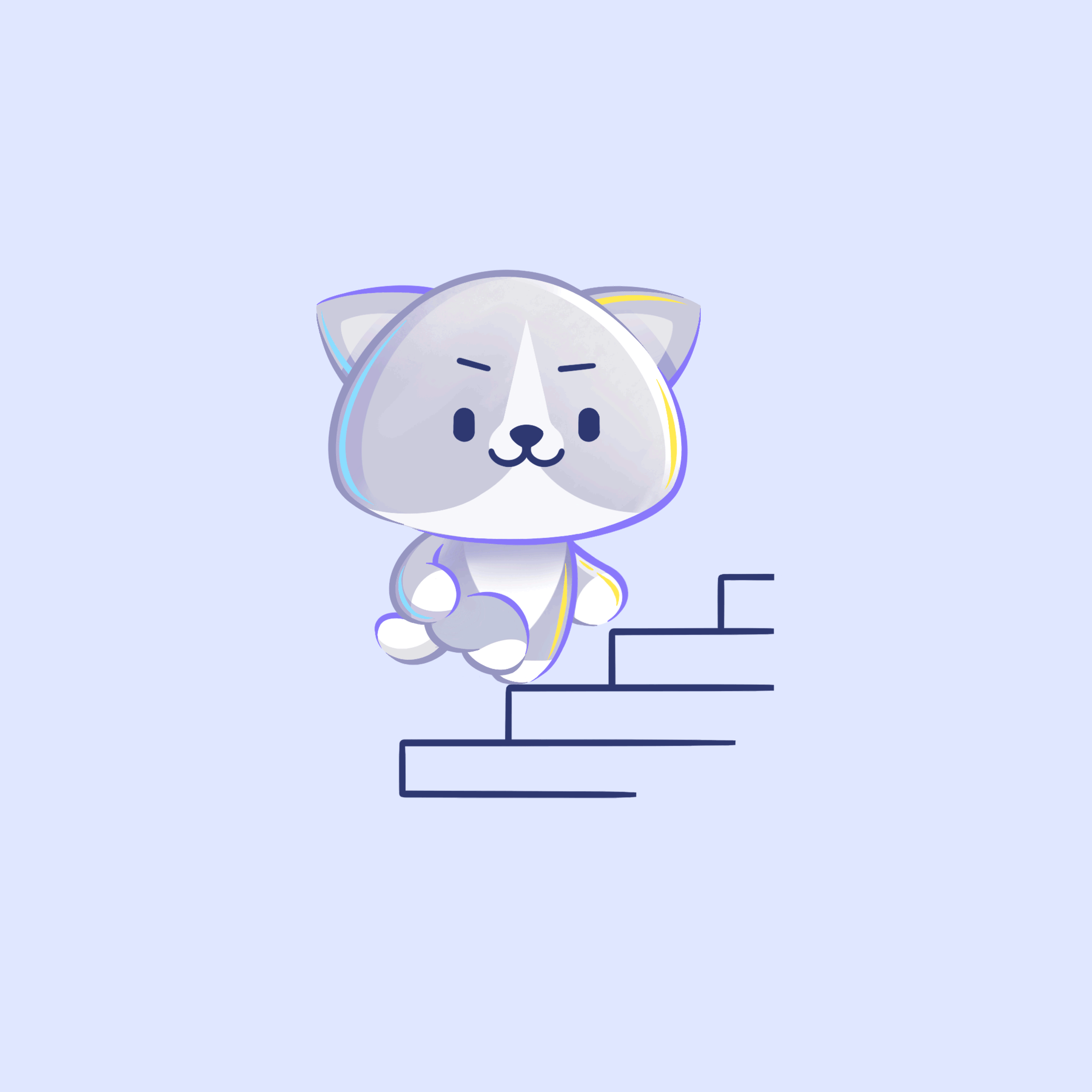 Fini animation 2d animal animation cat character children colorful cute exercise frame by frame illustration kitten mascot pet running stairs