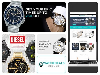 Watch Deals Direct: WordPress Website creative design e commerce website fast delivery luxury branding mobile first design modern interface online retail online shopping premium watches product showcase responsive web design seamless shopping sleek design uiux design user friendly design watch store web optimization website development website launch wordpress design