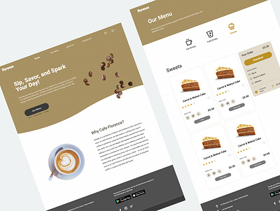 Landing Page - Coffee Shop Website andingpagedesign coffeeshopwebsite menudesign modernwebdesign uiuxdesign userfriendlydesign websitelayout webui