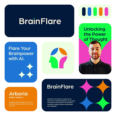 Brain Flare animated brand board animation bento brain logo brand board brand identity branding creative flare human logo logo animation logo design minimal modern presentation star vibrant