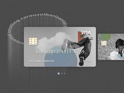 A horizontal scrolling carousel animation black carousel design figma motion prototype scroll scrolling cards scrolling carousel ui ui challenge visa cards