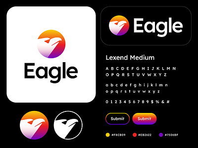 Eagle Logo Design black and white brand guidelines brand identity branding buttons creative falcon fly freedom graphic design mascot mihai dolganiuc design premium style guide symbol tech timeless typography ui usa