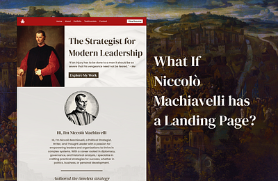 Daily UI day 3 - Niccolò Machiavelli Landing Page app dailyui design fictional graphic design logo ui ux web whatif