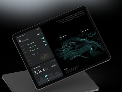 Ethical and sustainable mining management analytics app card layout chart dark dark mode dashboard graphic design ipad layout map mobile app typography ui user experience user interface ux web app