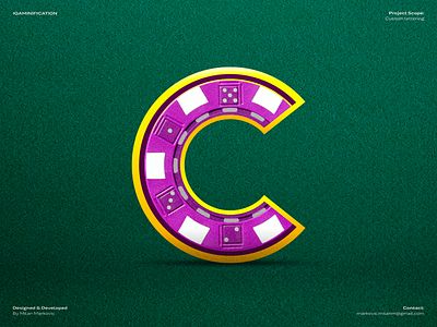 iGamification - Custom letter C bet blackjack branding c casino casino branding casino token design gambling igaming lettering luck money online casino poker chips roulette slots sport betting typography winning