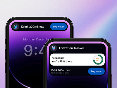 Hydration Tracker – Dynamic Island UI card ui cardui design dynamic island ios card minimal trending ui