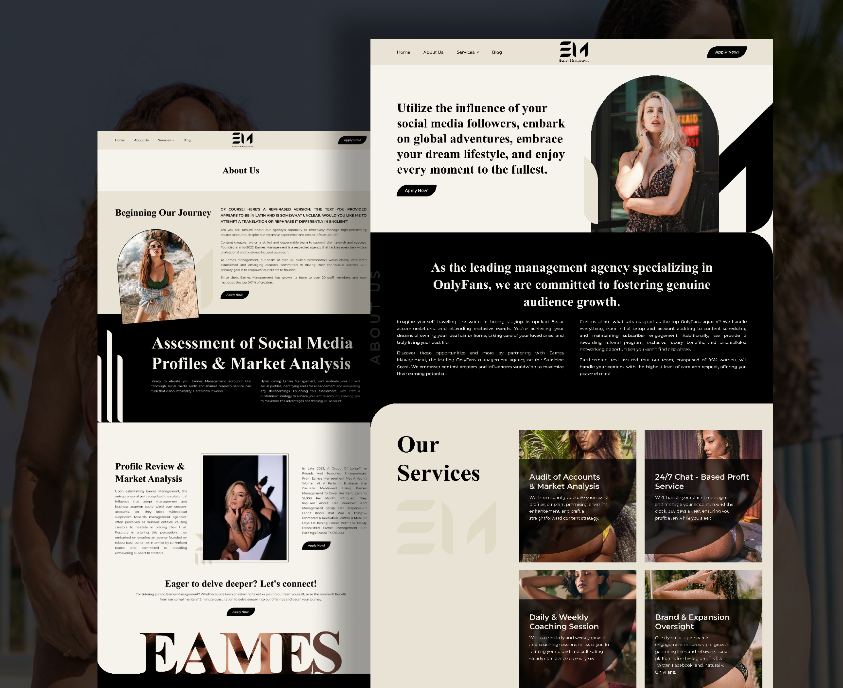 Example of Creator & Agency Website Design
