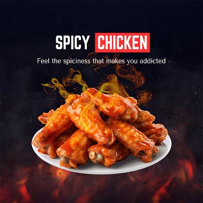 Spicy Chicken Post Design design food graphic design illustrator photoshop post