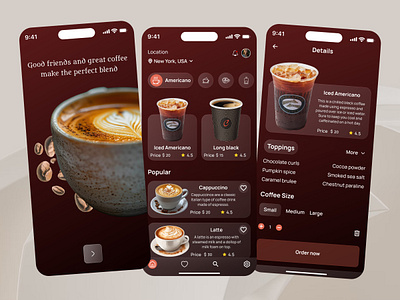 Hello Creatives, Here is Coffee Order App UI/UX Design android app apple coffee coffee app coffee app ui coffee web logo minimal mobile app design product design ui ux