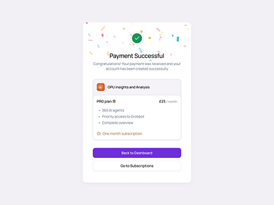 Payment success modal ai ai design design for ai saas saas design ui ui design ui designer