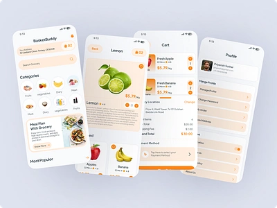 BasketBuddy - Food Delivery Made Easy - App UI Design android app design cravingsolved deliverymadeeasy design easyordering fastfood foodbasket fooddelivery foodieapp foodlovers foodorderingapp freshfooddelivery illustrator mealdelivery orderfoodonline quickeats restaurantapp restaurantfinder ui uiux design