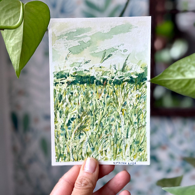 Verdoyant 🍀 - L'alphabet de mon jardin 2024 aquarelle art art journal bonheur botanicals contemplation floral france gouache green haute savoie illustration illustration traditionnel jardin natasha gonzalez paisible pelouse poetic verdoyant vert