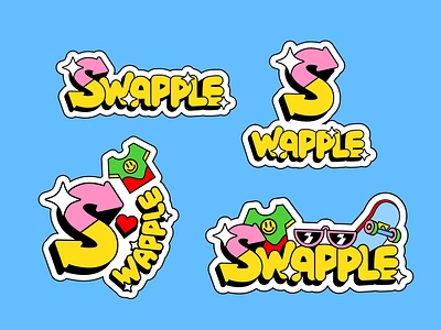 Logo and branding for "Swapple" branding design illustration logo merch shop sticker swap