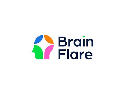 Brain flare logo brain brain logo brand identity branding colorful face face logo flair flare human logo neuro spark star vibrant