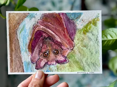 Yeux (de chauve souris) 👀🦇- L'alphabet de mon jardin 2024 alphabet animaux aquarelle art campagne chauve souris contemplation france gouache haute savoie illustration illustratrice traditionnelle jardin mauve natasha gonzalez nature paisible poetic tranquillité