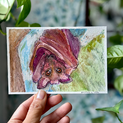 Yeux (de chauve souris) 👀🦇- L'alphabet de mon jardin 2024 alphabet animaux aquarelle art campagne chauve souris contemplation france gouache haute savoie illustration illustratrice traditionnelle jardin mauve natasha gonzalez nature paisible poetic tranquillité