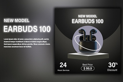 New Model Earbuds design graphic design product design social media post