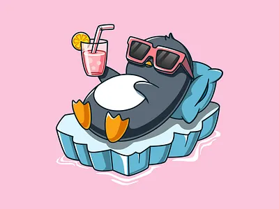 Relax, refresh, repeat. 🐧🕶️🍹 animalillustration cartoon cartoonpenguin cuteanimals cutepenguin digitaldrawing graphic design illustration penguinart relaxingvibes vectorart vectorillustration