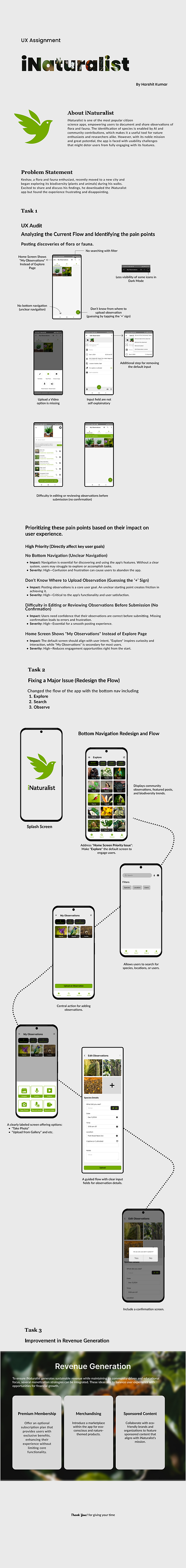 UX Assignment: iNaturalist Mobile App assignment branding design design process figma graphic design interview assignment nature redesign typography ui ux ux audit