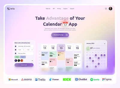 Calendar App Landing Page Concept app calendar calendar app landing landing page web