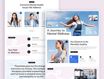 PeaceHub – Mental Health Website Framer Template emotional wellness framer design framer template framer ui healing journey hope and healing mental health mental health awareness mental health metters mental health resources mental health website mental wellbeing mindful design peace hub selfcare tools ui inspiraation ui showcase ui trends wellness together wellness website