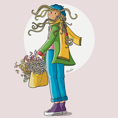 Flower girl art colorful cute draw drawing fashion illustration illustrator