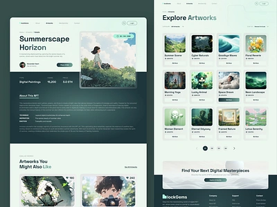 BlockGems Artworks Page – NFT Website UI Figma Template art gallery design blockchain ui crypto art digital art figma template figma ui nft artworks nft collection nft design nft marketplace nft template nft trends nft website ui design ui inspiration ui showcase ui trends uiux design web3 design