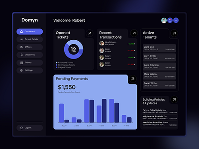 Domyn SaaS Building Management system dashboard design saas saasuisystem smart building ui ux design uiux uiuxdesign productdesign