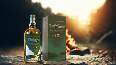 Dalwhinnie packaging 3d adobe dimension bottle mockup packaging scotch whisky