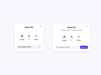 Share File Popup - Icon vs Button cleandesign copylink designconcepts designinspiration designsystem dribbbleshots figmadesign filesharing interactiondesign minimalui moderndesign sharefunctionality sharepopup ui uidesign userinterface webdesign