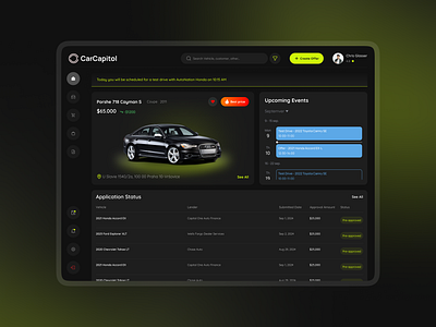 CarCapitol - car dealership platform dashboard branding car dark dashboard deaalership ui ui design uiux user engagement user experience web web app design web design