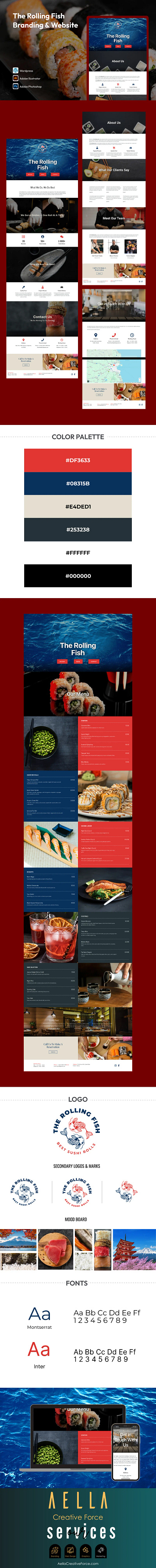 The Rolling Sushi Logo & Web Design adobe figma logo design restaurant web design web development wordpress