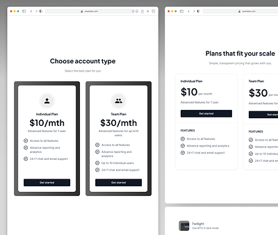 Choose Account V1 account design saas ui