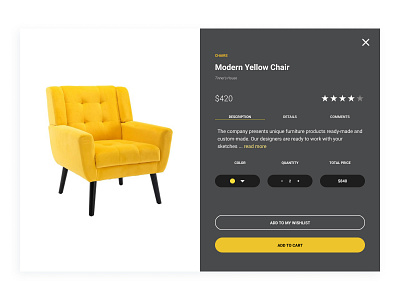 Product card design for a furniture store design furniture product card ui ux