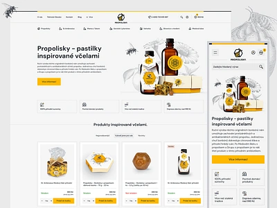 Template for the Propolisky, running on the eshop-rychle system bee brand branding design ecommerce propolis webdesign