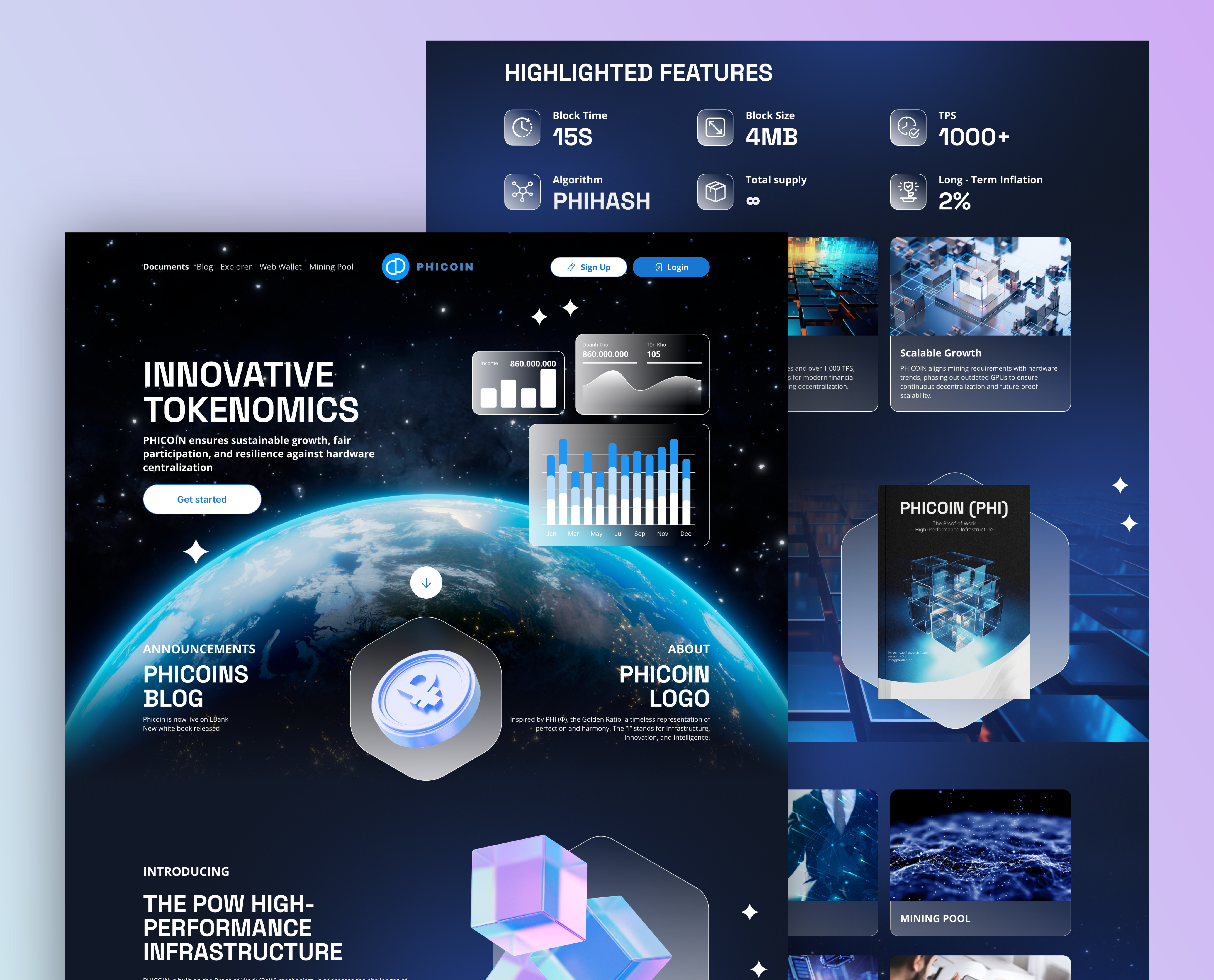 Phicoin - UX UI crypto landing page crypto landing landing page design ui ui design ui ux ui website design user experience design user interface design ux design