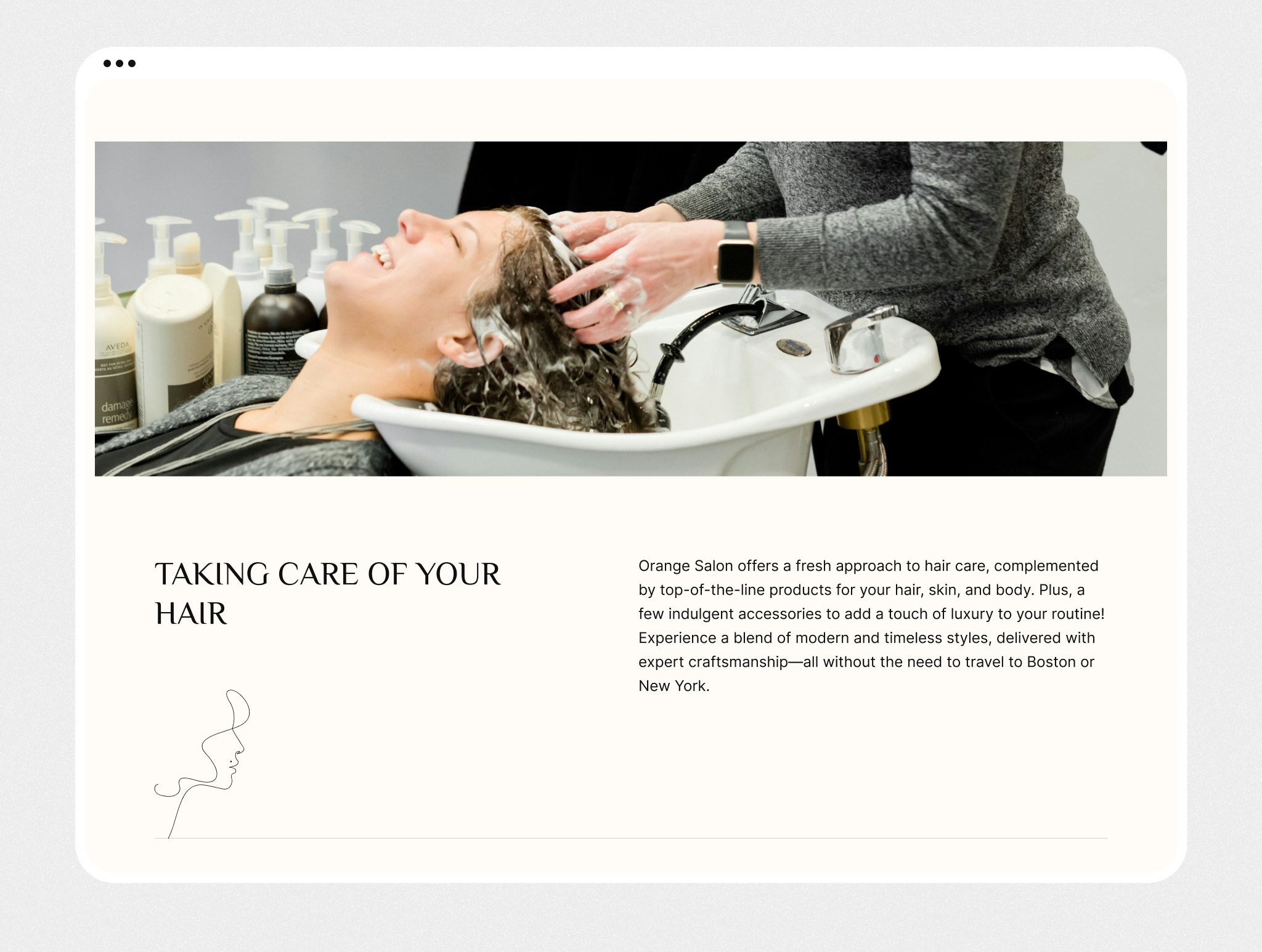 Orange Salon beauty coloring cutting design hair hair salon hair treatments luxury salon stylist ui ui design web design