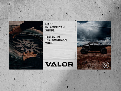 Valor Art Direction american american made art direction branding layout lettering logo logotype monogram poster poster designs rim tire typography valor valor offroad