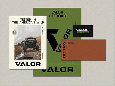 Valor Offroad collateral brand collateral branding business card collateral envelope flier illustration letterhead logotype offroading outdoors paper design post card rim tire truck valor valor offroad