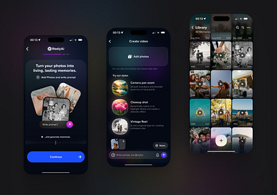 AI: Turn Photos into Memories ai animation design graphic design iphone mobile mobile app mockup ui user experience user interface ux design